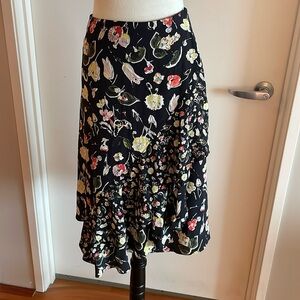 GREY by Jason Wu Silk Ruffle Floral Asymmetric Knee Length Skirt - US 2